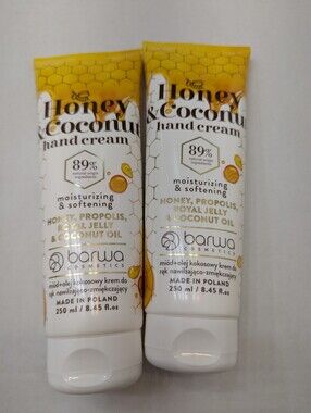 Barwa Honey & Coconut Hand Cream Set of 2, 8.45 oz Each, Moisturizing.